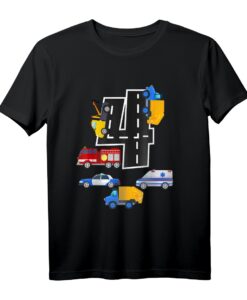 4. Geburtstag Jungen Fire Truck Polizei Auto T-Shirt  Perfekt für Feuerwehr, Polizei & Rettungsfahrzeuge, Party & Geschenk für 4-Jährige