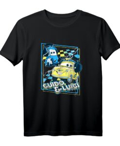 40. Geburtstag Pixar Cars Guido & Luigi Loud As Thunder T-Shirt  Offiziell lizenzierte Vintage Cars Fanbekleidung für Kinder und Erwachsene