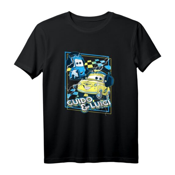40. Geburtstag Pixar Cars Guido & Luigi Loud As Thunder T-Shirt  Offiziell lizenzierte Vintage Cars Fanbekleidung für Kinder und Erwachsene