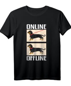 Dackel online offline - Lustiges Hundebesitzer T-Shirt für Dackel-Liebhaber & Humorvolle Tierfreunde