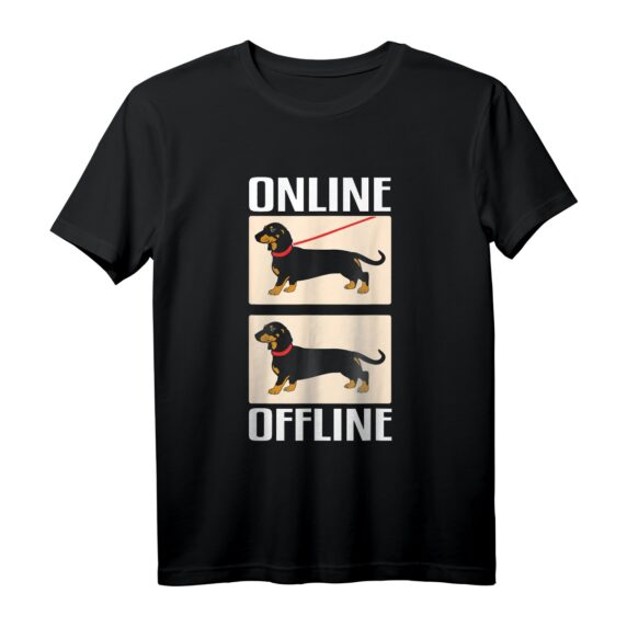 Dackel online offline - Lustiges Hundebesitzer T-Shirt für Dackel-Liebhaber & Humorvolle Tierfreunde