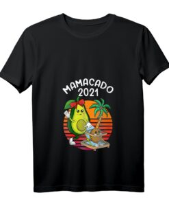 Damen Mamacado werdende Mama 2021 Schwangerschaft T-Shirt mit V-Ausschnitt  Lustiges Avocado Geschenk zur Babyankündigung