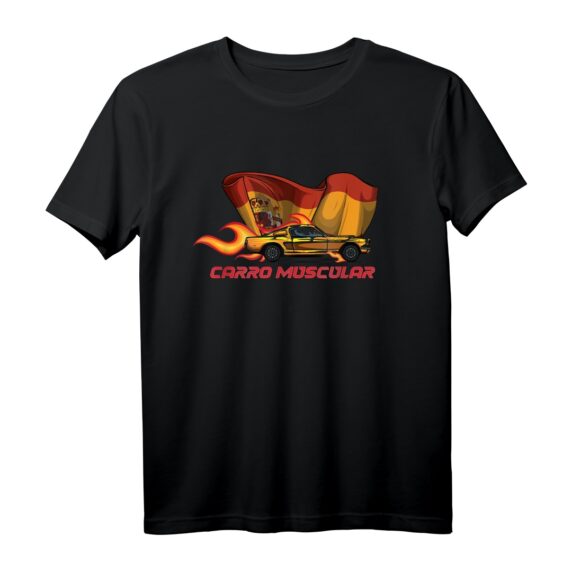 Fast SportsCar Lover T-Shirt mit spanischer Nationalflagge  Unterstützung für Spanien, Muskelauto-Design
