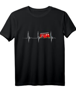 Feuerwehr Auto mit Herzschlag EKG Puls T-Shirt  Perfektes Geschenk für Feuerwehrleute & Rettungskräfte