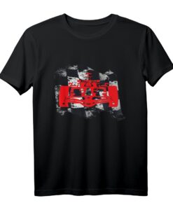 Formel Racing Fan Shirt mit Auto Silhouette auf kariertem Flagge  Perfekt für Motorsport- und Technikliebhaber, Geschenk für Rennfahrer & Ingenieure