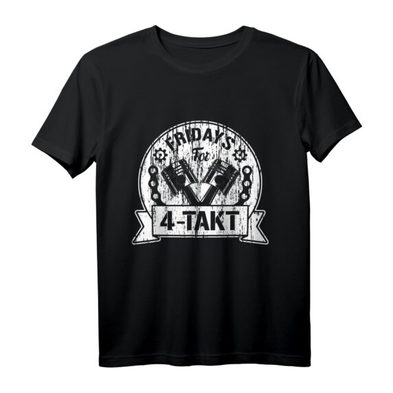 Fridays for 4-Takt T-Shirt für Motorradfahrer & Autoenthusiasten - Lustiges Protest Design mit Kolben & Kette für Biker und Kfz-Mechaniker