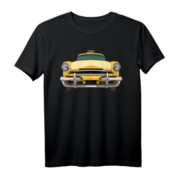 Gelbes Taxi T-Shirt  Lustiges Retro Kostüm für Taxifahrer & Fans, ideal für Halloween, Fasching & Stadt-Events
