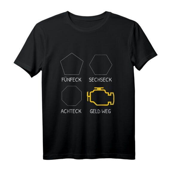 Geld Weg Motorkontrollleuchte Werkstatt Auto Tuning T-Shirt  Lustiges Geschenk für Autofahrer und Schrauber