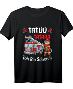 Ich bin 6 Jahre T-Shirt für Jungen & Mädchen mit Feuerwehr Auto - Lustiges Geburtstagsgeschenk für Kinder im Kindergarten, Vorschule & Schule