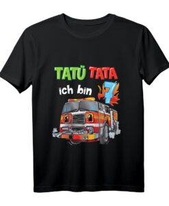 Ich bin 7 Jahre T-Shirt für Kinder - Lustiges Feuerwehr Auto Geburtstagsshirt für Jungen & Mädchen als Geschenk