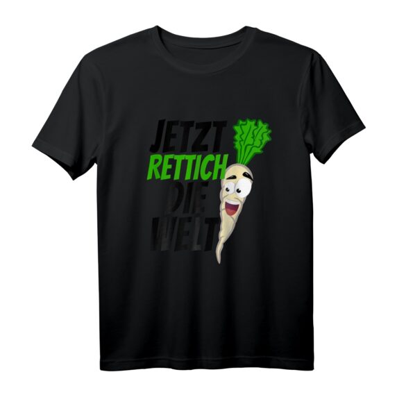 Jetzt Rettich die Welt Vegan Vegetarisch Klimaschutz Gemüse T-Shirt - Lustiges pflanzenbasiertes Design für Tierliebhaber und umweltbewusste Menschen