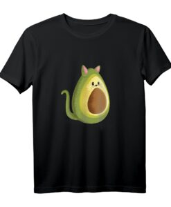 Kawaii Avocado Katze Comic Veganer Motiv T-Shirt  Lustiges Geschenk für Veganer, Vegetarier & Katzenliebhaber in verschiedenen Größen