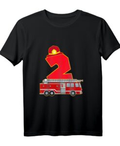 Kinder 2. Geburtstag Feuerwehr Auto T-Shirt  Lustiges Feuerwehrmann Motiv für Jungen und Mädchen, perfekt als Geschenk zum Geburtstag oder Weihnachten