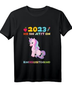 Kinder 2023 Einhorn Deko Kindergarten T-Shirt für Mädchen - Perfekt zum ersten Kindergartentag & Vorschulstart