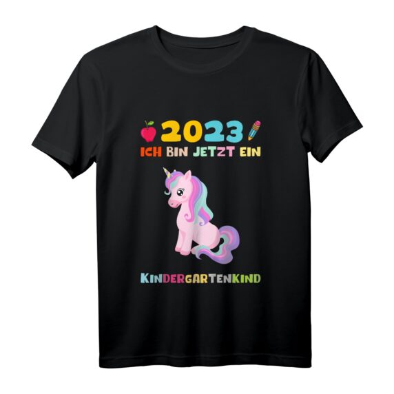 Kinder 2023 Einhorn Deko Kindergarten T-Shirt für Mädchen - Perfekt zum ersten Kindergartentag & Vorschulstart