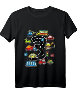 Kinder 3 Jahre Fahrzeuge Jungen T-Shirt mit Feuerwehrauto, Bagger & Co. - Perfekt für den 3. Geburtstag & Kinderparty