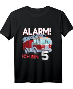 Kinder 5. Geburtstag T-Shirt für Jungen - Feuerwehr Auto Design, Geburtstagsoutfit für kleine Feuerwehr-Fans & Party