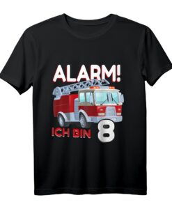 Kinder 8. Geburtstag T-Shirt für Jungen mit Feuerwehrwagen-Design  Perfekt für Feuerwehr-Party & Geburtstagsparty für kleine Feuerwehr-Fans