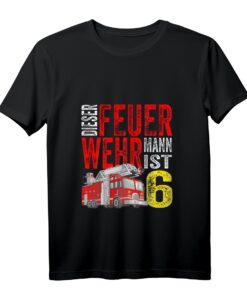 Kinder Feuerwehr T-Shirt für Jungen und Mädchen zum 6. Geburtstag - Cooles Design & Feuerwehr-Motiv für Kinder
