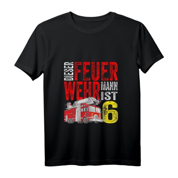 Kinder Feuerwehr T-Shirt für Jungen und Mädchen zum 6. Geburtstag - Cooles Design & Feuerwehr-Motiv für Kinder