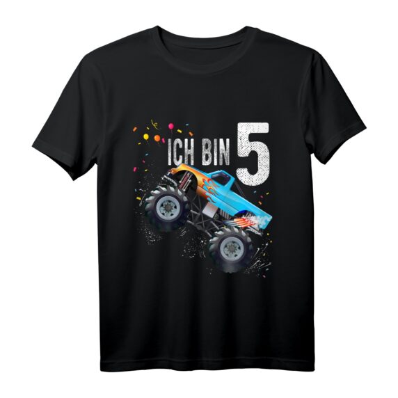 Kinder Geburtstag Shirt Monster Truck für 5 Jahre Jungen und Mädchen - Klassisch geschnitten, perfekt für Kindergeburtstag & Fans