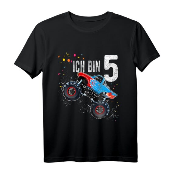 Kinder Geburtstag Shirt Monster Truck für 5 Jahre Jungen und Mädchen  Buntes, lustiges Geburtstags T-Shirt für Kinder