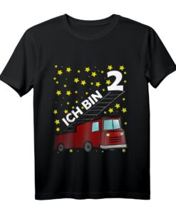 Kinder Geburtstagsshirt Feuerwehr 2 Jahre - Lustiges T-Shirt für Jungen & Mädchen zum Zweiten Geburtstag, Party & Deko