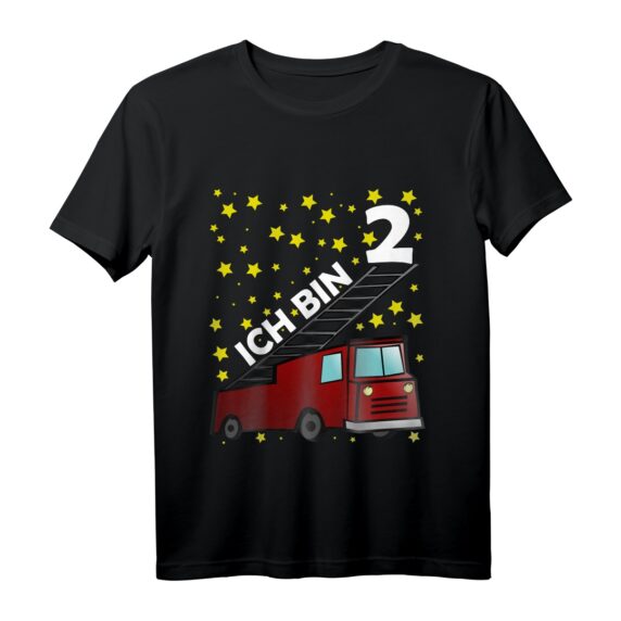 Kinder Geburtstagsshirt Feuerwehr 2 Jahre - Lustiges T-Shirt für Jungen & Mädchen zum Zweiten Geburtstag, Party & Deko