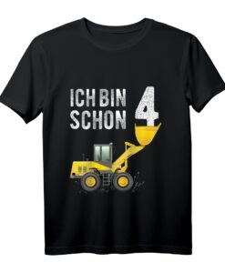 Kinder Geburtstagsshirt für 4 Jahre Junge mit LKW, Bagger und Baustellen-Motiv - Perfekt für Geburtstagsfeiern