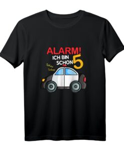 Kinder Geburtstagsshirt zum 5. Geburtstag - Polizei Auto Motiv mit 'Alarm, ich bin schon Fünf' für Jungen, Party & Kindergarten
