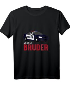 Kinder Großer Bruder Polizei Panda Bär T-Shirt  Niedliches Polizeifahrzeug Motiv für Jungen, perfekt als Geschenk zu Geburtstag & Weihnachten