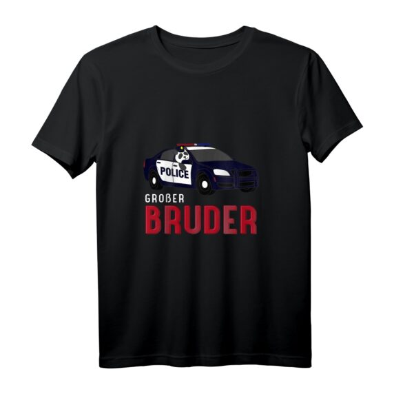 Kinder Großer Bruder Polizei Panda Bär T-Shirt  Niedliches Polizeifahrzeug Motiv für Jungen, perfekt als Geschenk zu Geburtstag & Weihnachten