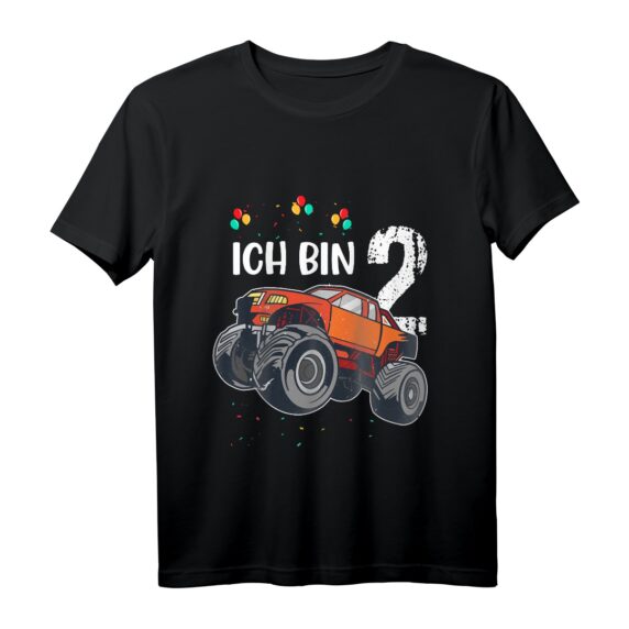 Kinder Ich bin 2 Jahr Monster Truck Auto T-Shirt  Perfektes Geburtstagsgeschenk für Jungen zum 2. Geburtstag