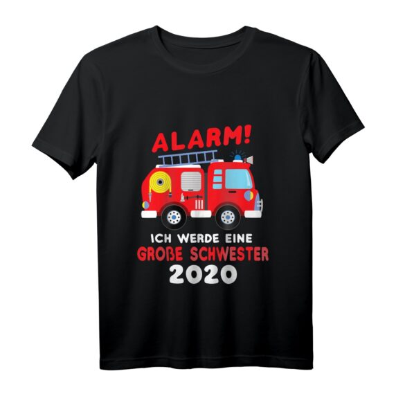 Kinder Ich werde große Schwester 2020 Shirt mit Feuerwehr Auto  Perfektes Geschenk zur Geburt & Babyankündigung für Mädchen