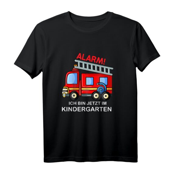 Kinder Kindergarten T-Shirt Start 2019/2020 - Feuerwehr Auto Design mit 'Alarm! Ich bin jetzt im Kindergarten' für Jungen, perfektes Geschenk zum Kindergartenstart