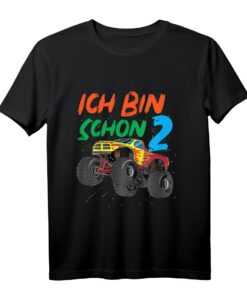 Kinder Monster Truck Geburtstag T-Shirt  Lustiges Geschenk für 2-Jährige Jungen, Offroader & SUV Fan, Perfekt für Geburtstag & Kindergarten