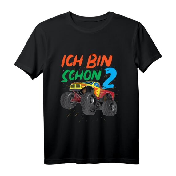 Kinder Monster Truck Geburtstag T-Shirt  Lustiges Geschenk für 2-Jährige Jungen, Offroader & SUV Fan, Perfekt für Geburtstag & Kindergarten