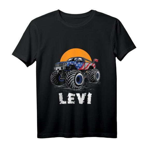 Kinder Monster Truck Name Levi Auto Geschenk T-Shirt  Perfektes Geschenk für kleine Monster Truck Fans und Autos begeisterte Jungs