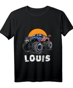 Kinder Monster Truck Name Louis Auto Geschenk T-Shirt  Perfektes Geschenk für Monster Truck Fans und kleine Autoliebhaber
