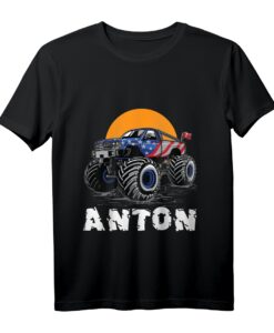 Kinder Monster Truck T-Shirt mit Namen Anton  Perfektes Geschenk für Monster Truck Fans und Auto Liebhaber für Jungen