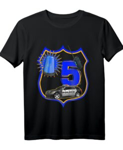 Kinder Polizei T-Shirt zum 5. Geburtstag - Lustiges Geschenk für Jungen und Mädchen mit Polizei Auto Motiv