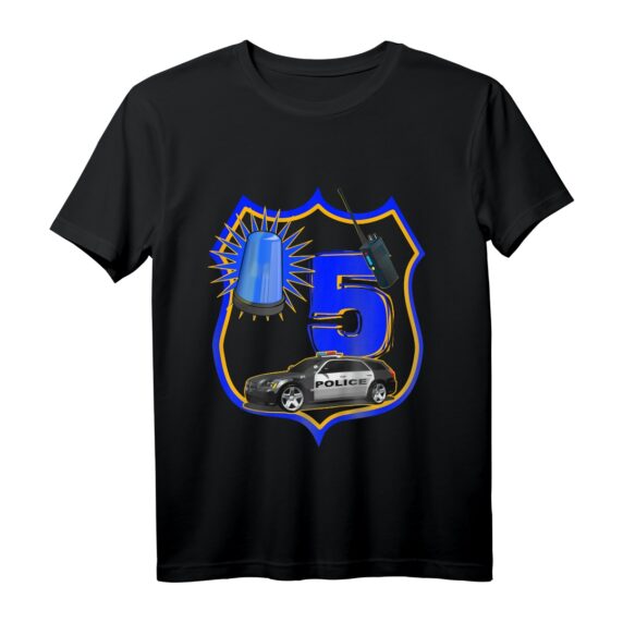 Kinder Polizei T-Shirt zum 5. Geburtstag - Lustiges Geschenk für Jungen und Mädchen mit Polizei Auto Motiv