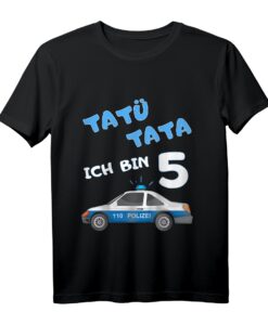 Kinder Polizei T-Shirt zum 5. Geburtstag  Lustiges Auto Shirt für Jungen und Mädchen als Geschenk für Kinderparty und Kindergarten