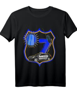 Kinder Polizei T-Shirt zum 7. Geburtstag  Lustiges Auto-Polizei-Shirt für Jungen und Mädchen als Geschenk