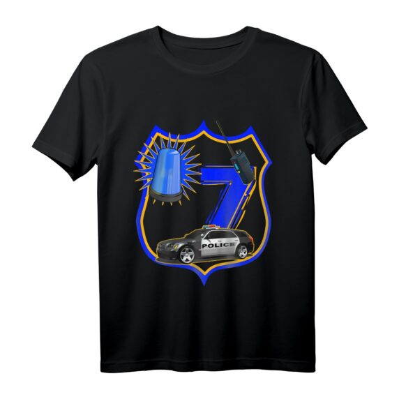 Kinder Polizei T-Shirt zum 7. Geburtstag  Lustiges Auto-Polizei-Shirt für Jungen und Mädchen als Geschenk