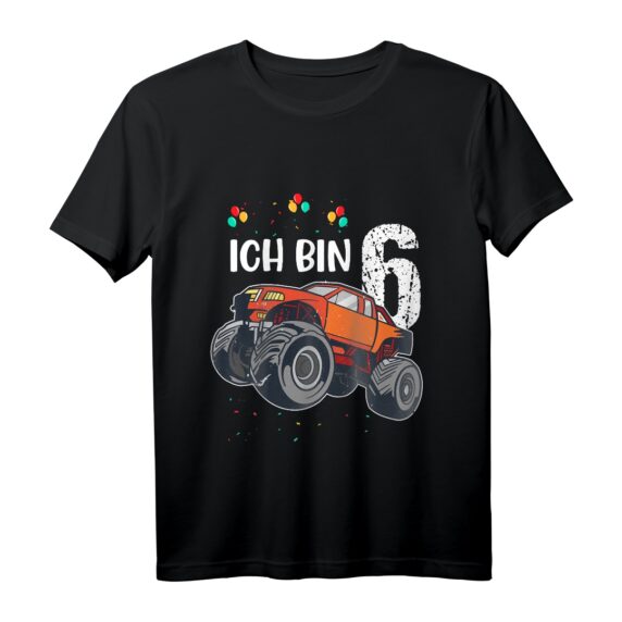 Kinder T-Shirt Ich bin 6 Jahre Monster Truck Auto  Perfektes Geburtstagsgeschenk für Jungen zum 6. Geburtstag