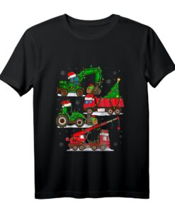 Kinder Weihnachts T-Shirt mit Baufahrzeugen - Lustiges Bagger Shirt für Jungen, ideal für Weihnachten & Familienfeiern