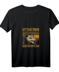 Lass uns Müll essen und von einem Auto angefahren werden - Vintage Opossum T-Shirt mit V-Ausschnitt für Tierliebhaber & Meme-Fans