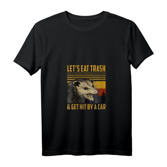 Lass uns Müll essen und von einem Auto angefahren werden - Vintage Opossum T-Shirt mit V-Ausschnitt für Tierliebhaber & Meme-Fans