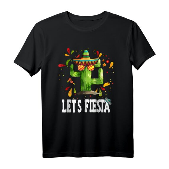 Let's Fiesta Kaktus Mexikanische Party T-Shirt  Perfekt für Cinco de Mayo, Geburtstage & mexikanische Feiern mit Tacos, Nachos & Avocado